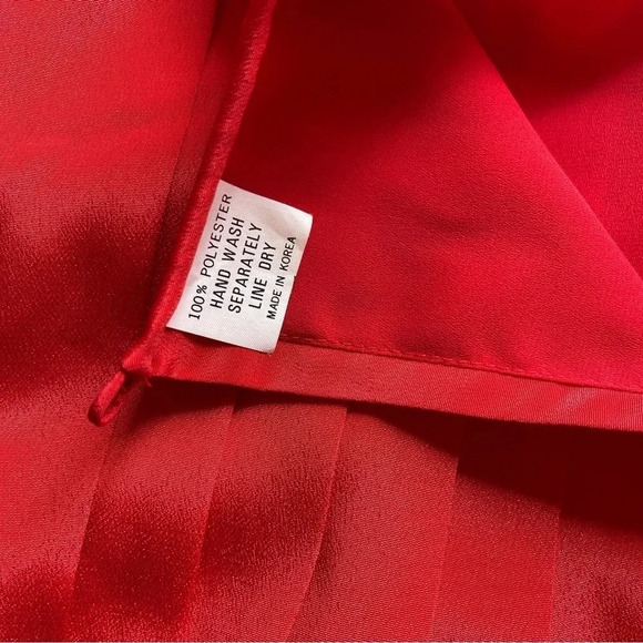 Vtg In The Mood Red Orange Pleated Day Dress - size 8 - Picture 10 of 16